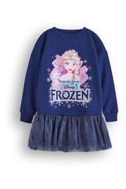 Vanilla Underground Blue Girls Frozen Longline Sweatshirt With Trim - Image 1 of 6