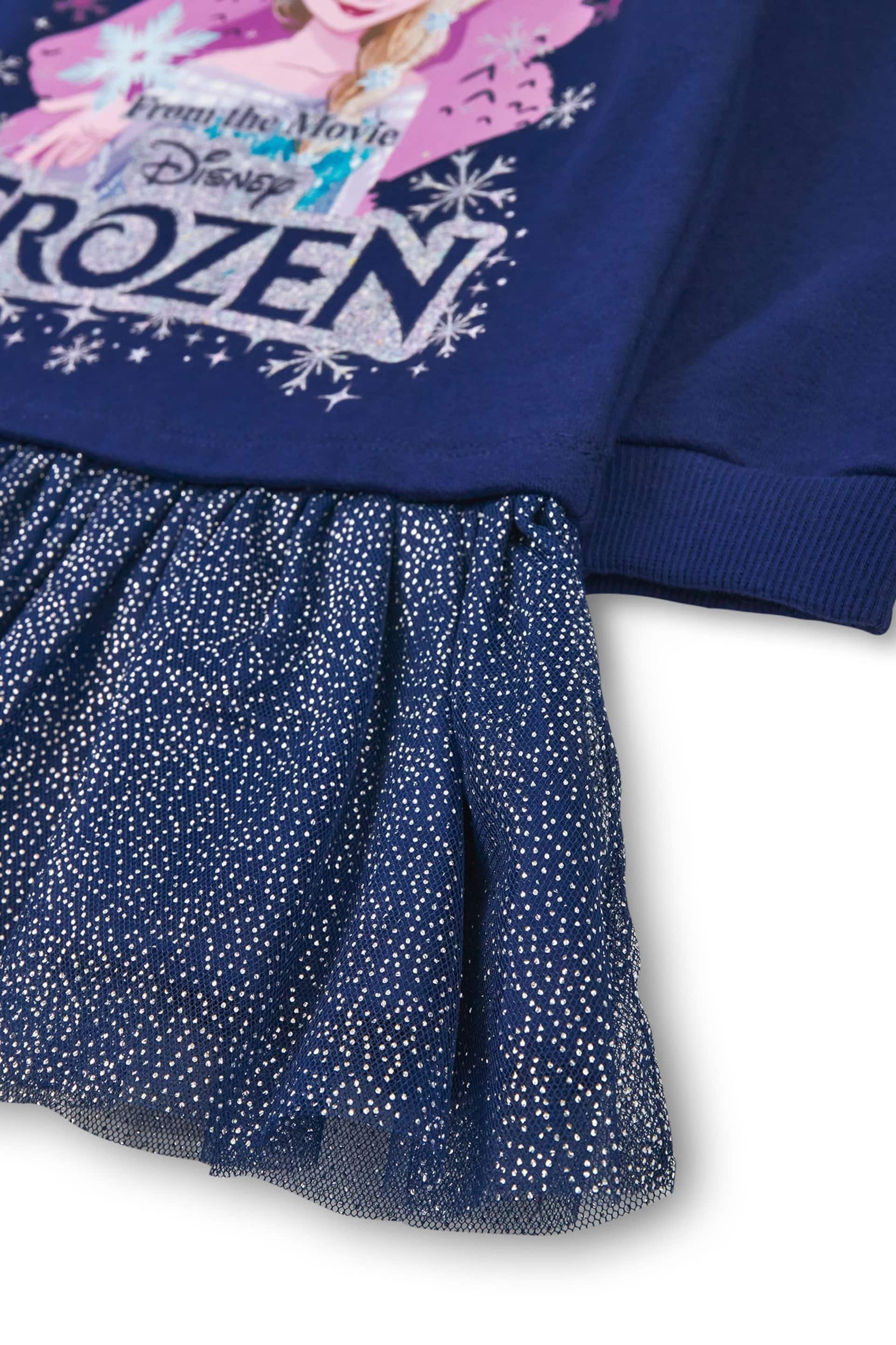 Vanilla Underground Blue Girls Frozen Longline Sweatshirt With Trim - Image 4 of 6