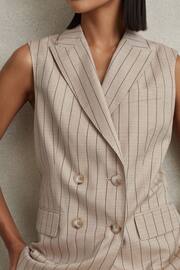 Reiss Neutral Odette Petite Wool Blend Striped Double Breasted Waistcoat - Image 4 of 7