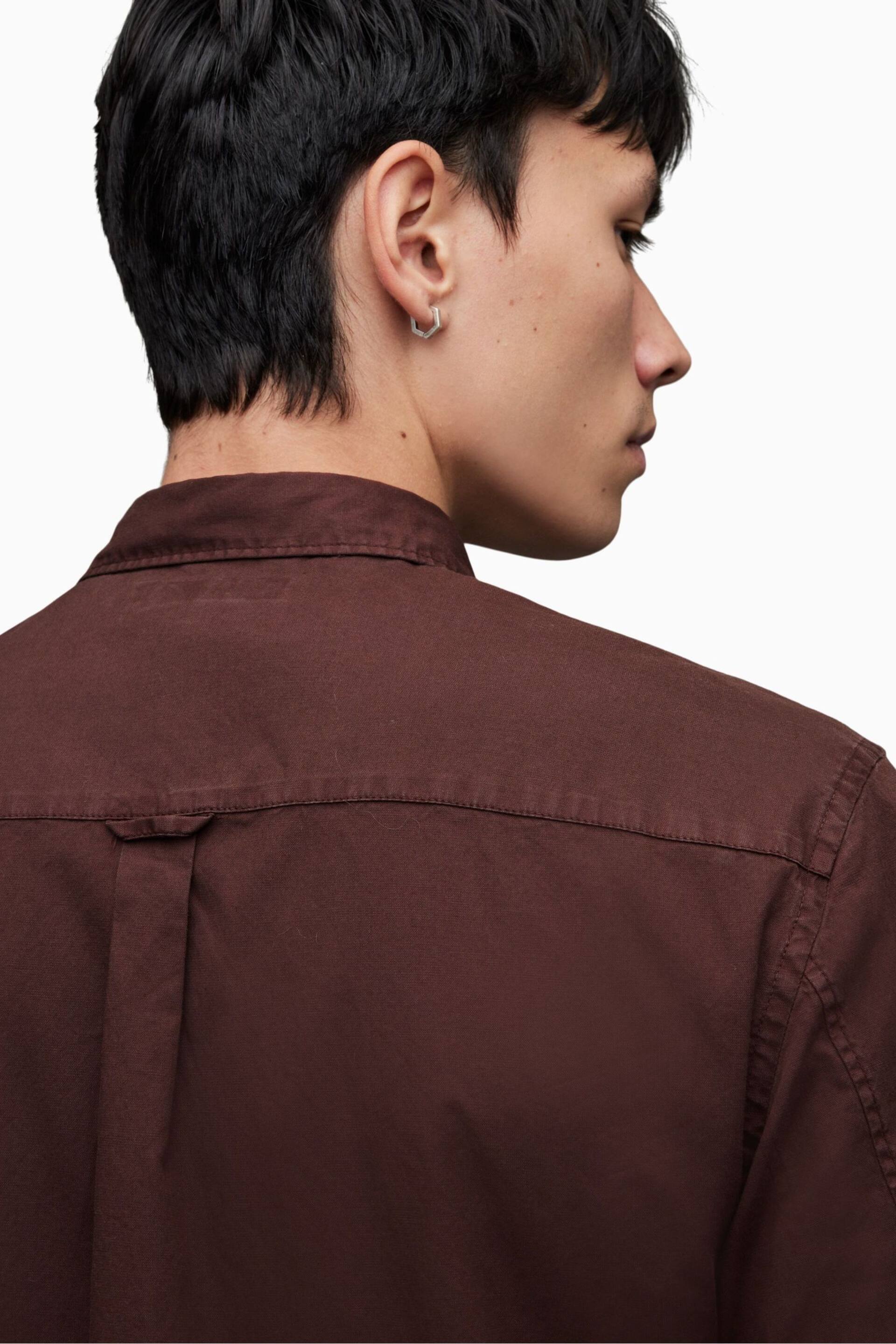 AllSaints Red Hawthorne Long Sleeved Shirt - Image 7 of 8