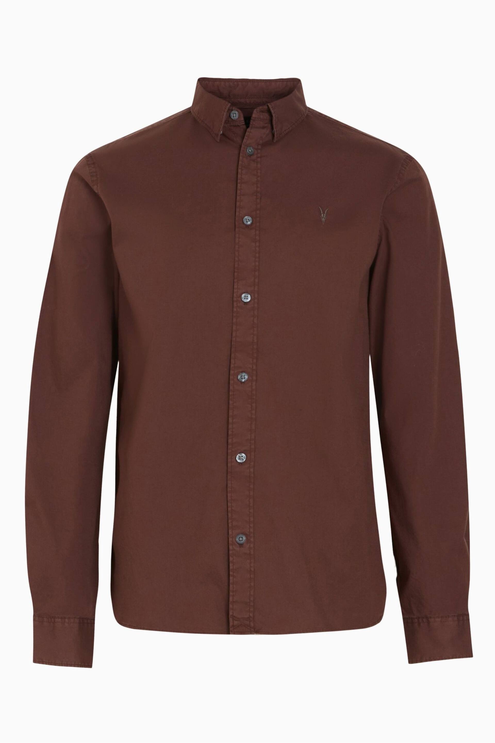 AllSaints Red Hawthorne Long Sleeved Shirt - Image 8 of 8