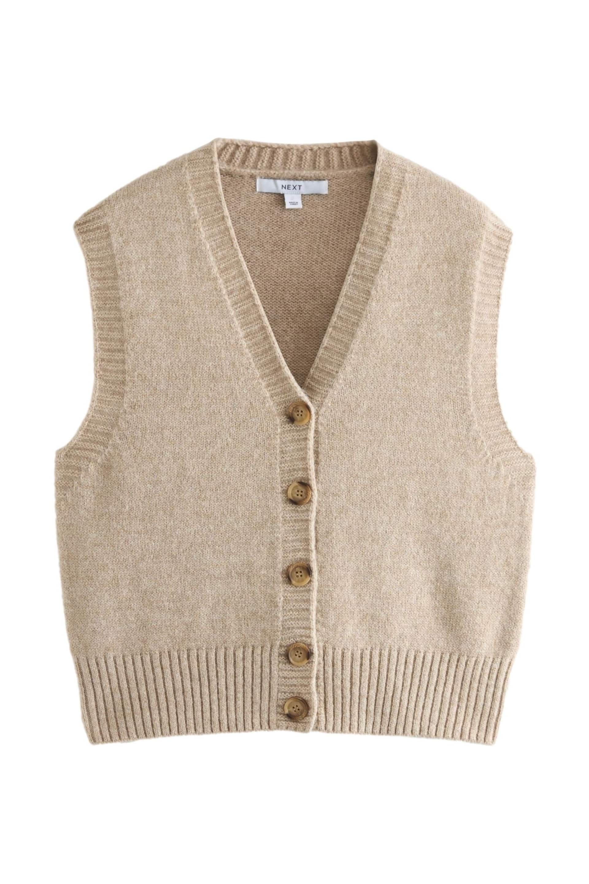 Oatmeal Button Front Knitted Tank Top - Image 3 of 4