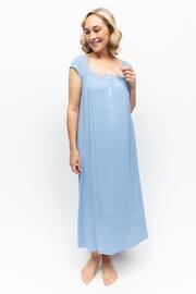 Nora Rose Blue Jersey Long Nightdress - Image 1 of 4