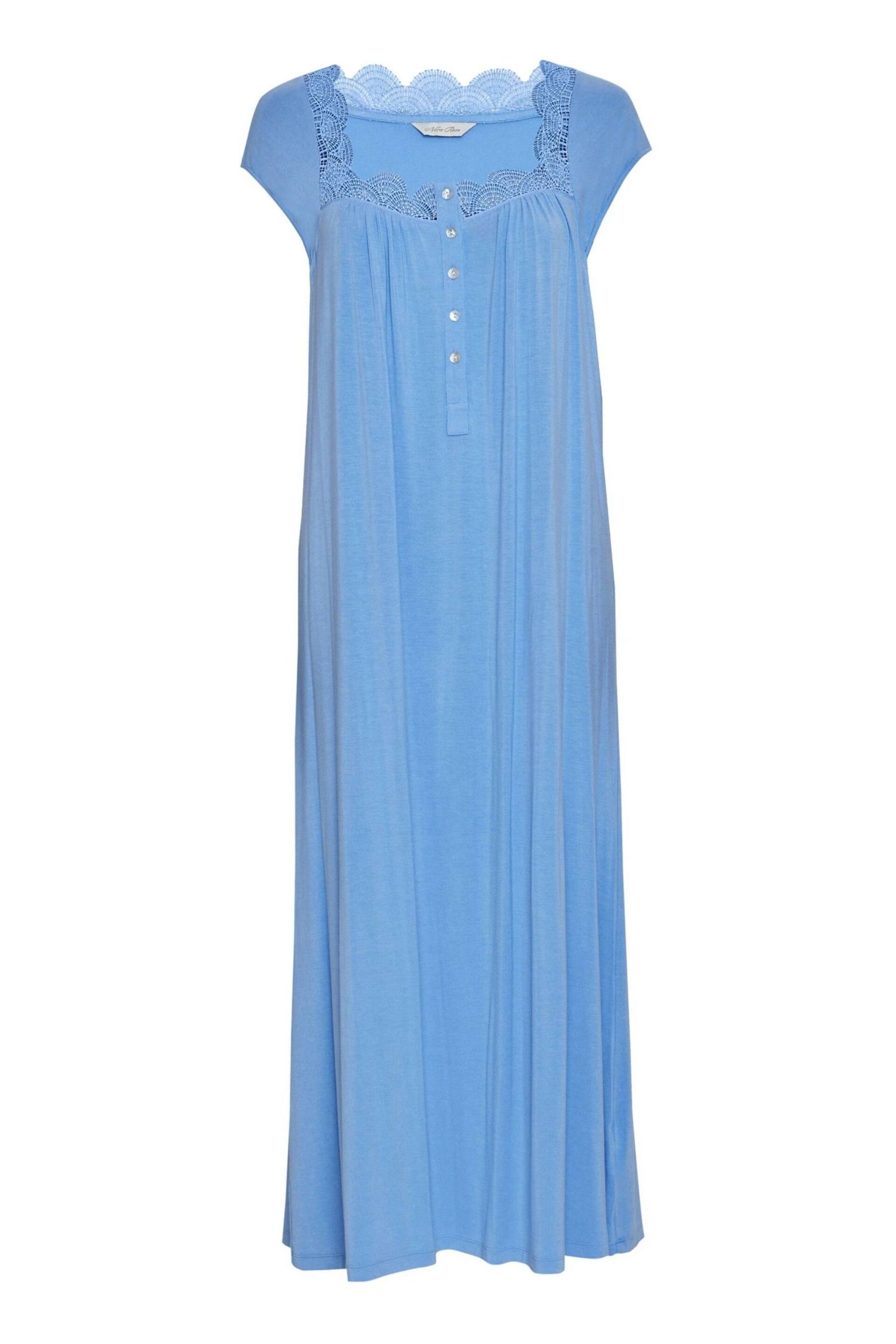 Nora Rose Blue Jersey Long Nightdress - Image 4 of 4