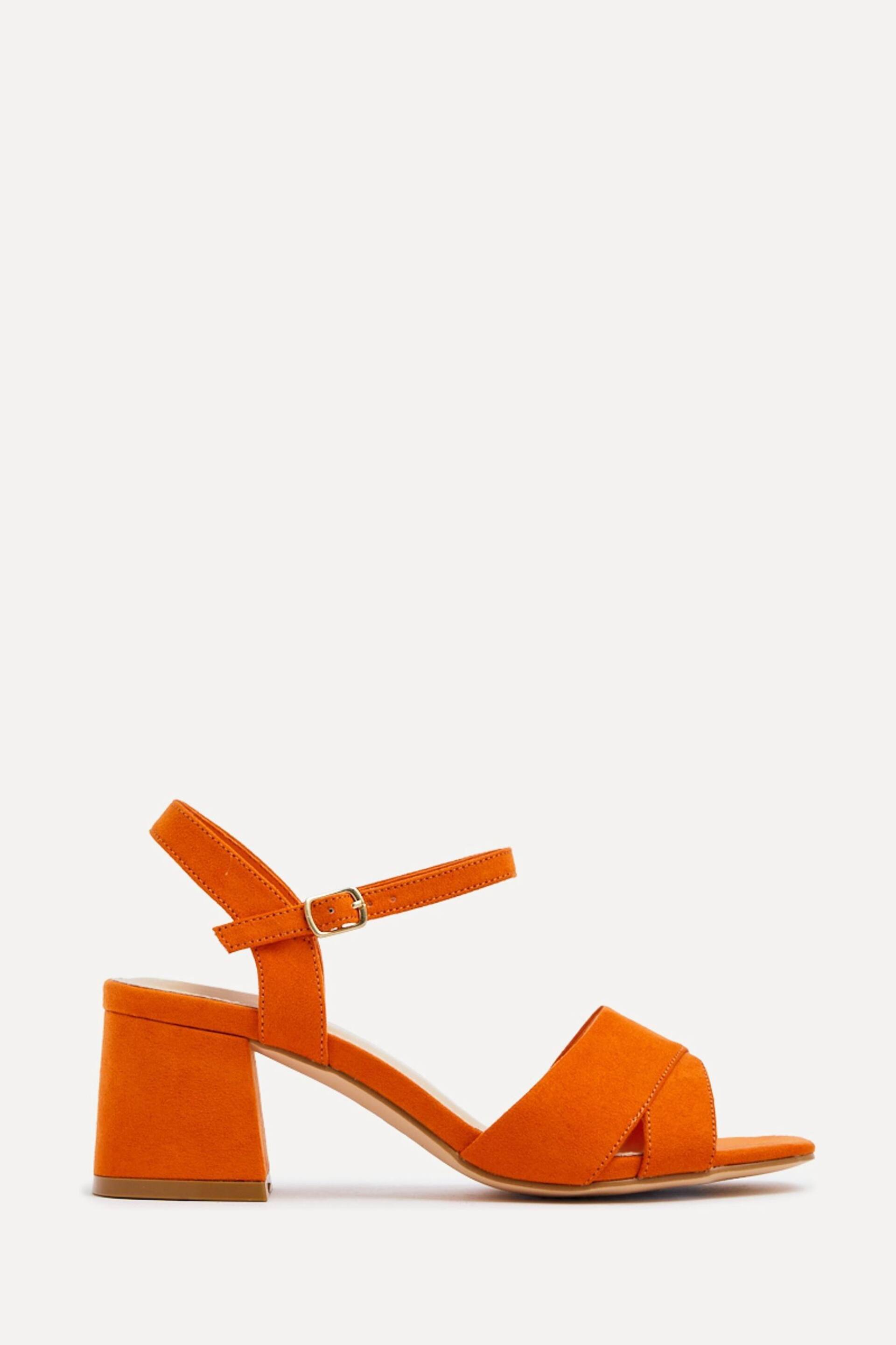 Linzi Orange Vivian Wide Fit Heeled Sandals With Crossover Front Strap - Image 2 of 5