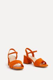 Linzi Orange Vivian Wide Fit Heeled Sandals With Crossover Front Strap - Image 3 of 5