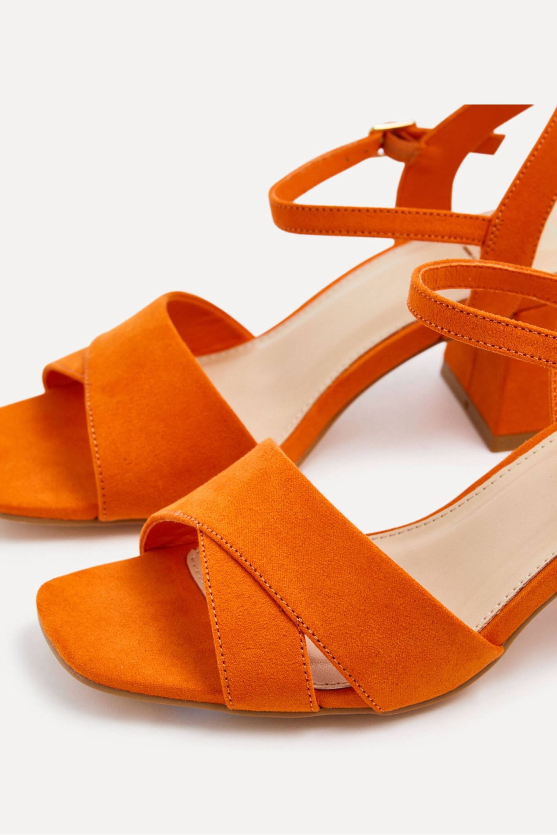 Linzi Orange Vivian Wide Fit Heeled Sandals With Crossover Front Strap - Image 4 of 5