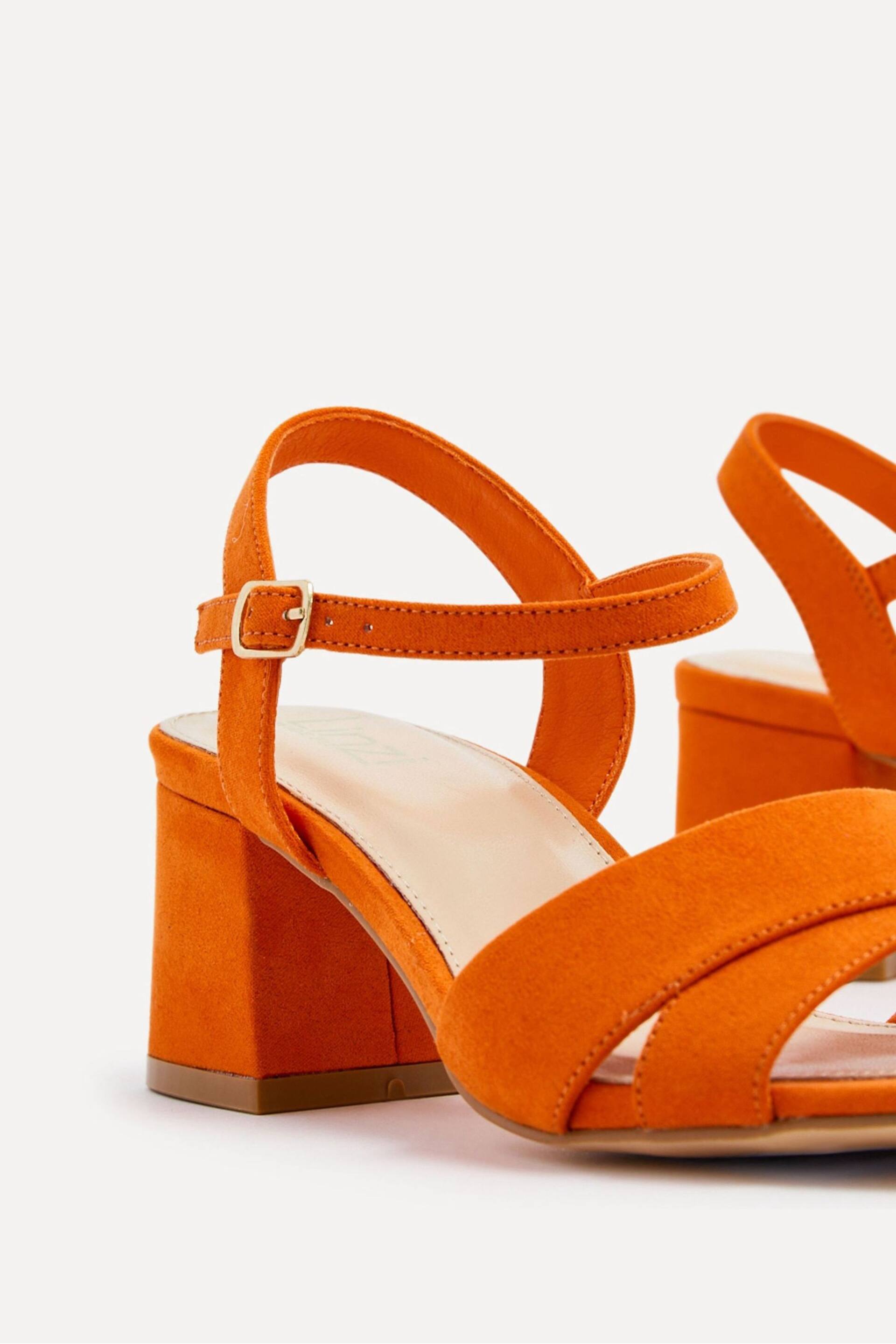 Linzi Orange Vivian Wide Fit Heeled Sandals With Crossover Front Strap - Image 5 of 5