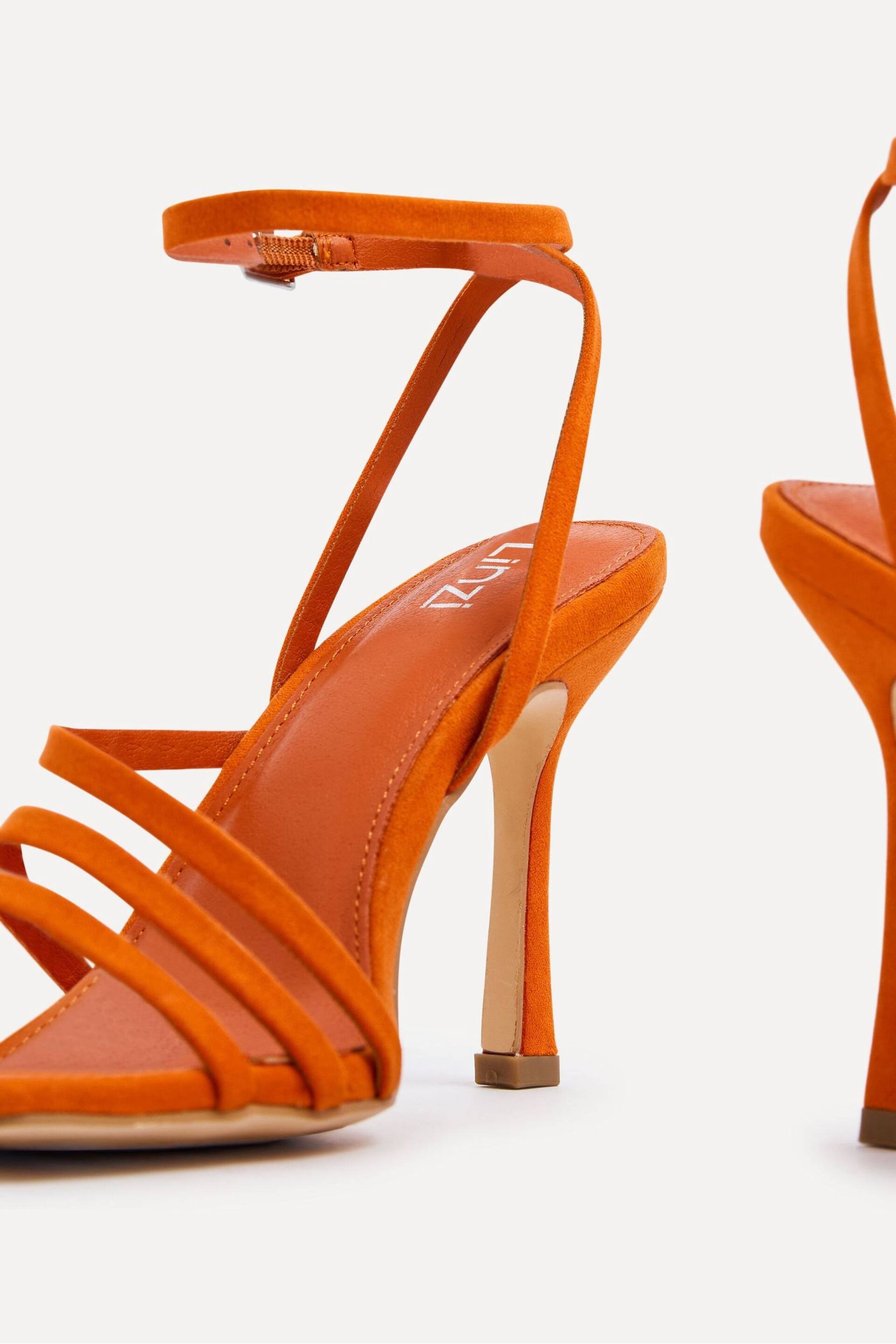 Linzi Orange Scarlett Strappy Heel Sandals With Ankle Strap - Image 5 of 5