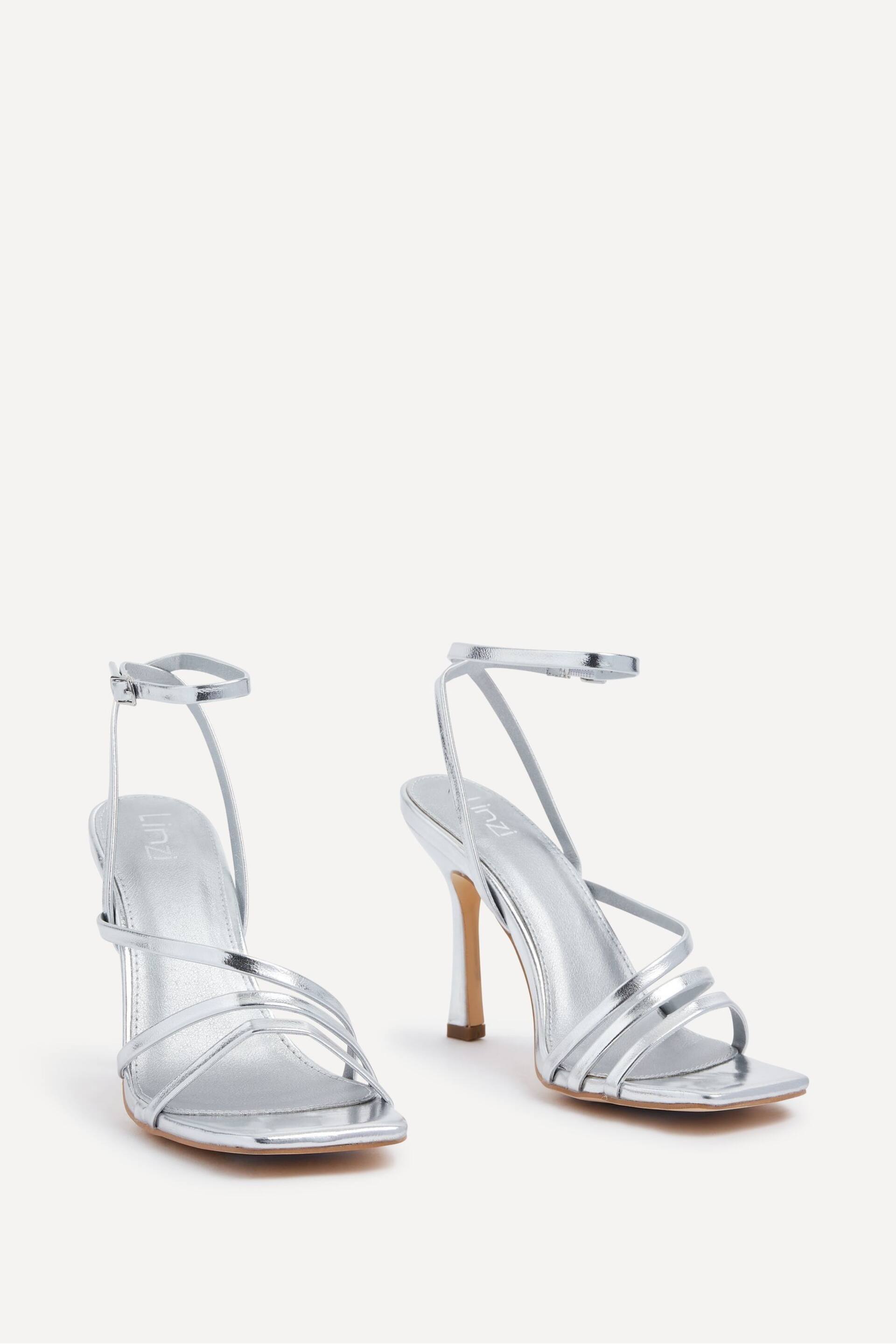 Linzi Silver Scarlett Strappy Heel Sandals With Ankle Strap - Image 3 of 5