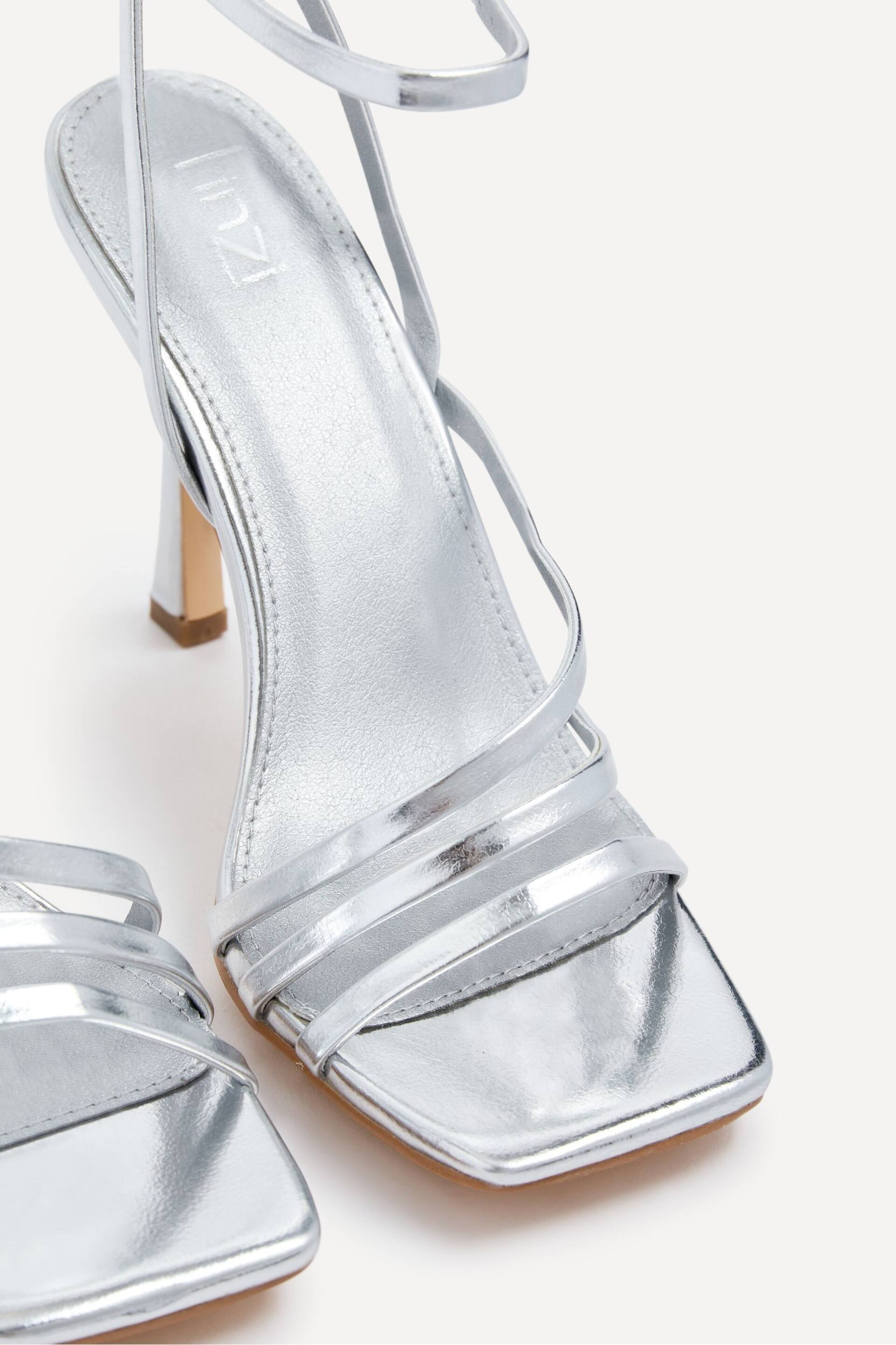 Linzi Silver Scarlett Strappy Heel Sandals With Ankle Strap - Image 4 of 5