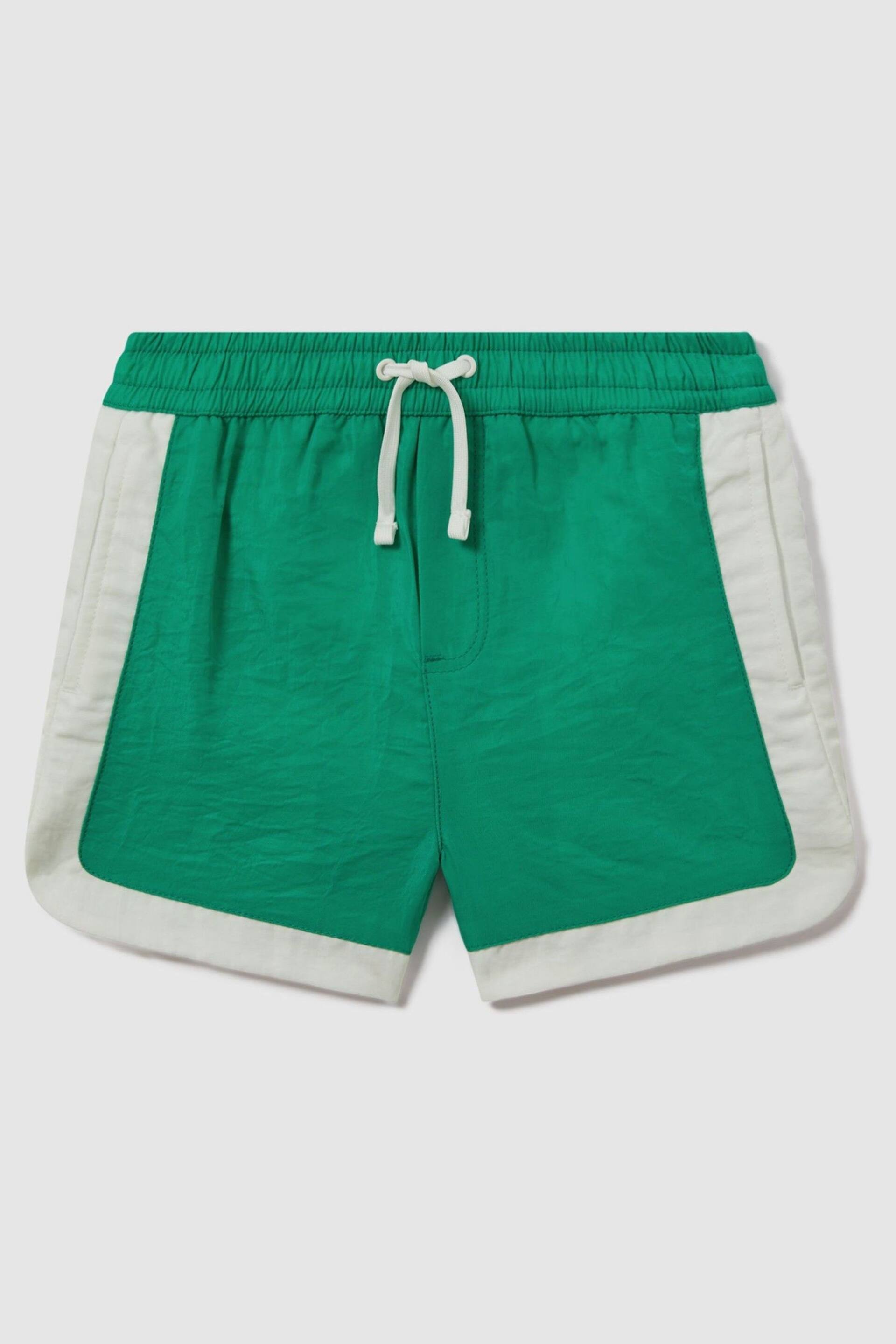 Reiss Bright Green/Ecru Surf Junior Contrast Drawstring Swim Shorts - Image 1 of 3