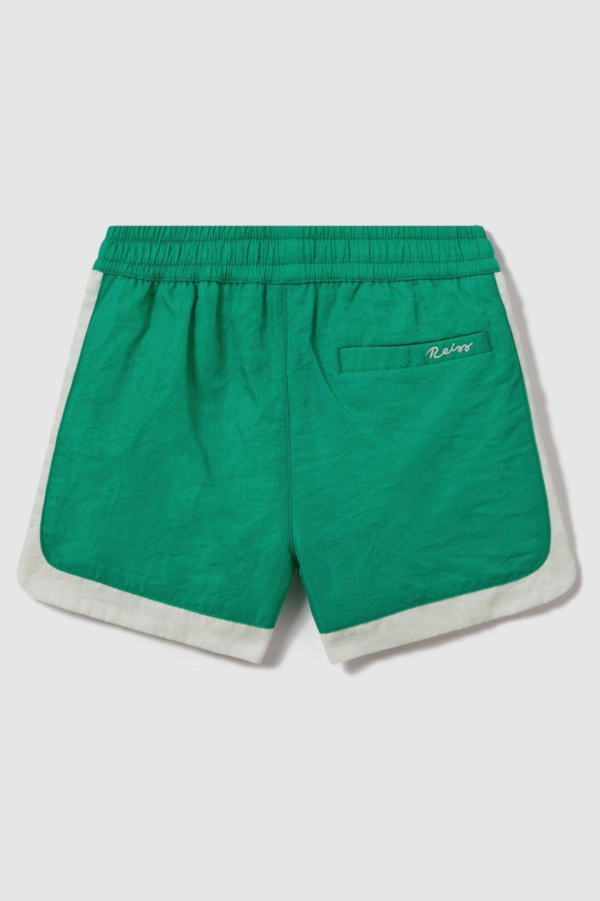 Reiss Bright Green/Ecru Surf Junior Contrast Drawstring Swim Shorts - Image 2 of 3