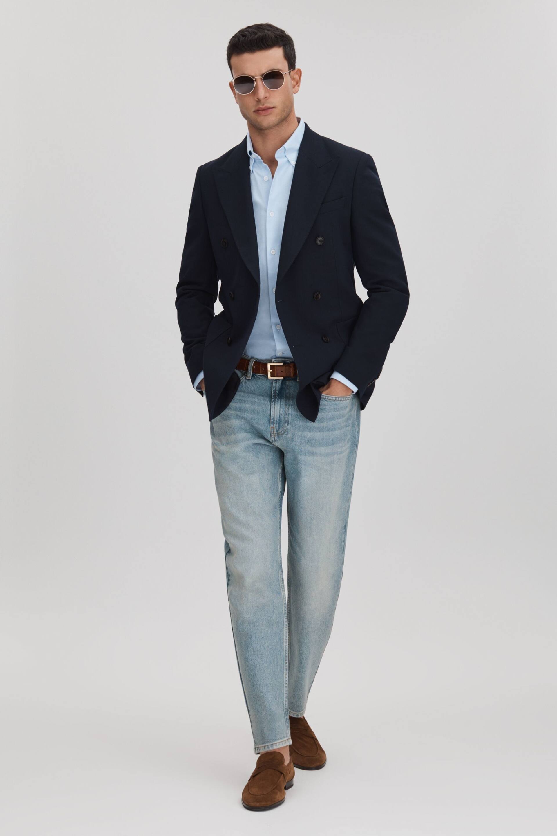 Reiss Light Blue Ordu R Relaxed Tapered Jeans - Image 3 of 6