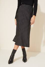 Friends Like These Black Polka Dot Satin Bias Midi Skirt - Image 1 of 4