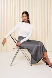 Friends Like These Mink Satin Bias Cut Maxi Skirt - Image 2 of 4