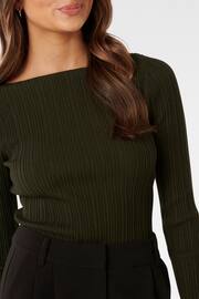 Forever New Green Evie Petite Long Sleeve Rib Knit Top - Image 5 of 5