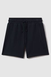 Reiss Navy Hester Teen Textured Cotton Drawstring Shorts - Image 1 of 3