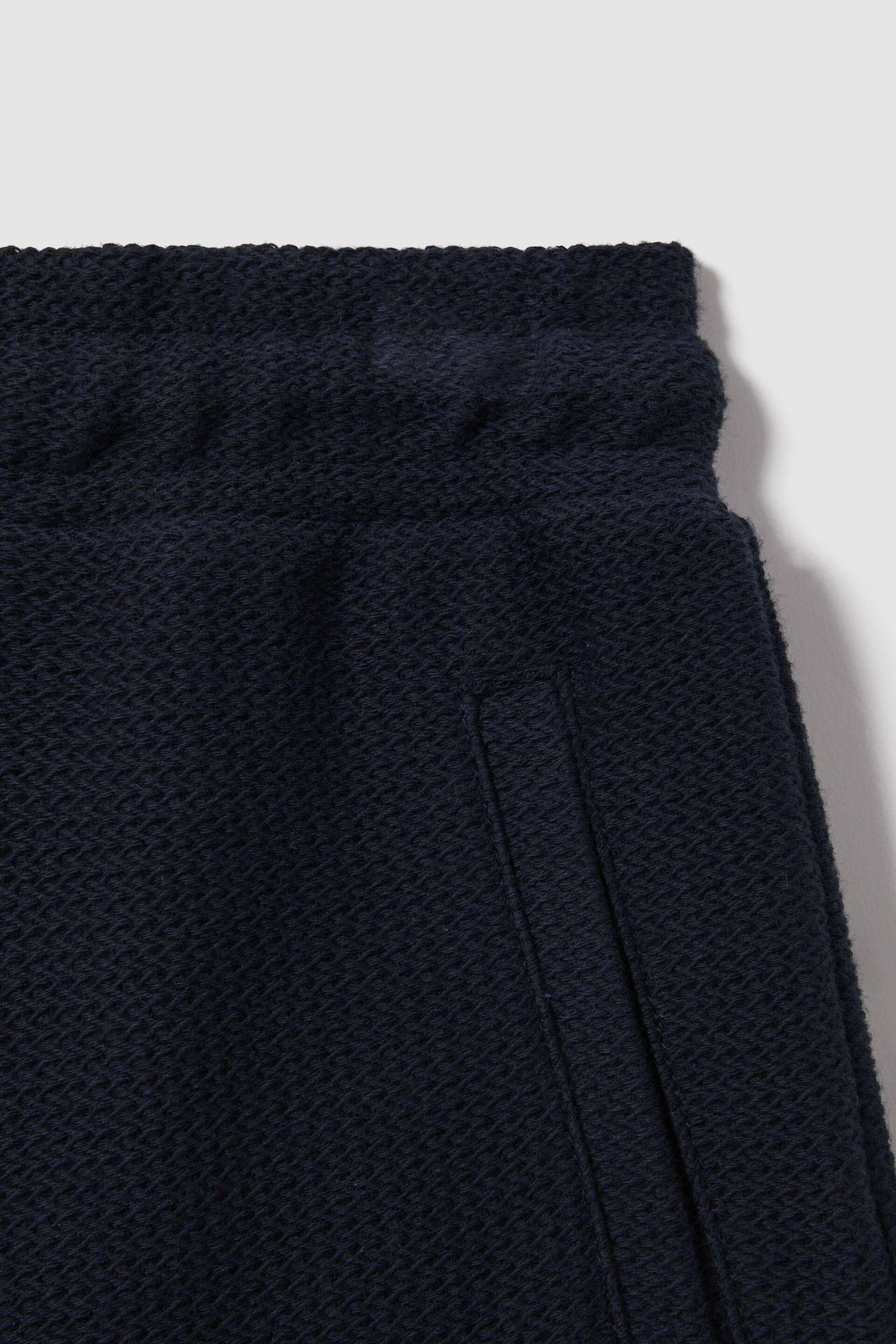 Reiss Navy Hester Teen Textured Cotton Drawstring Shorts - Image 3 of 3