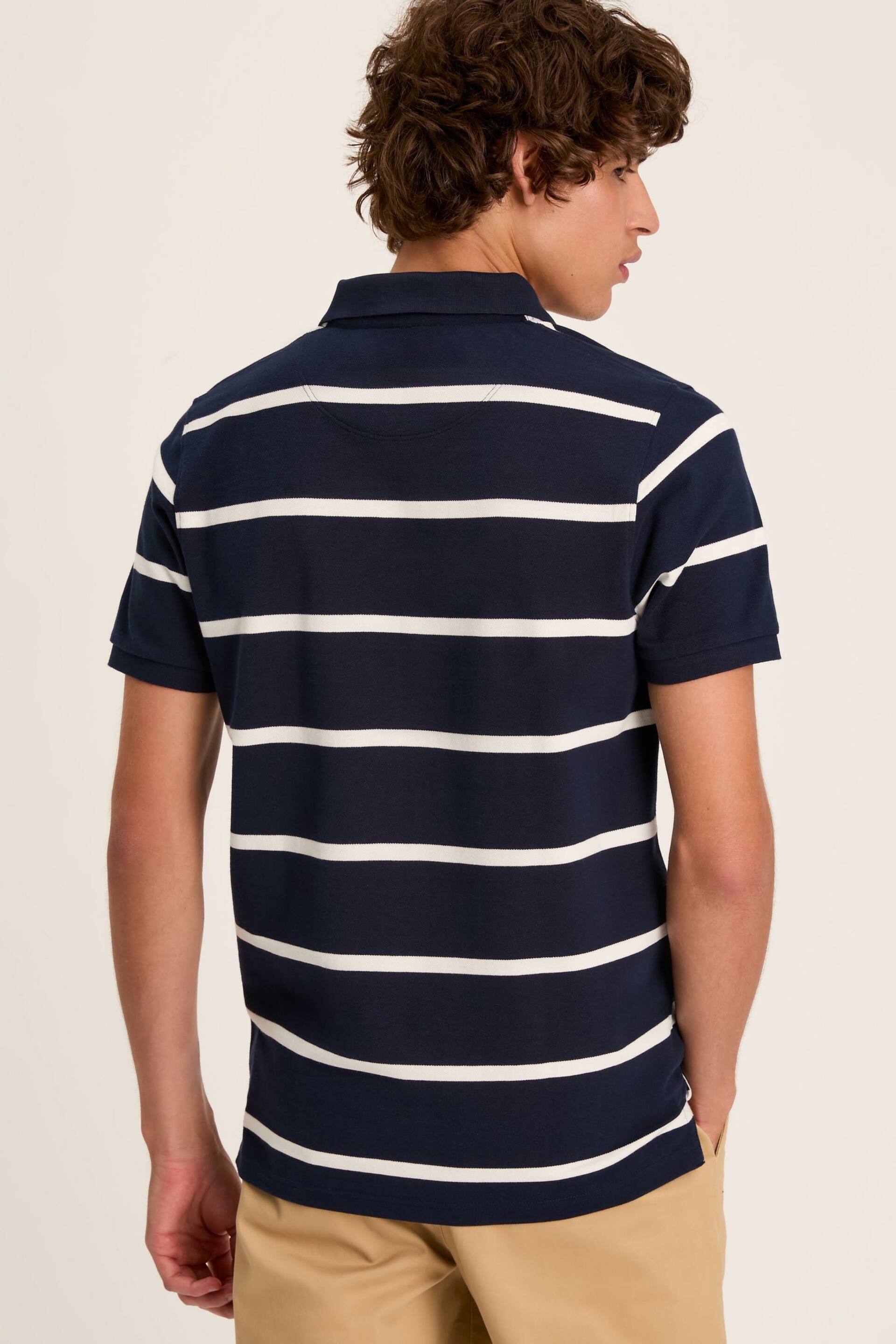 Joules Filbert Navy/White Slim Fit Striped Polo Shirt - Image 3 of 8