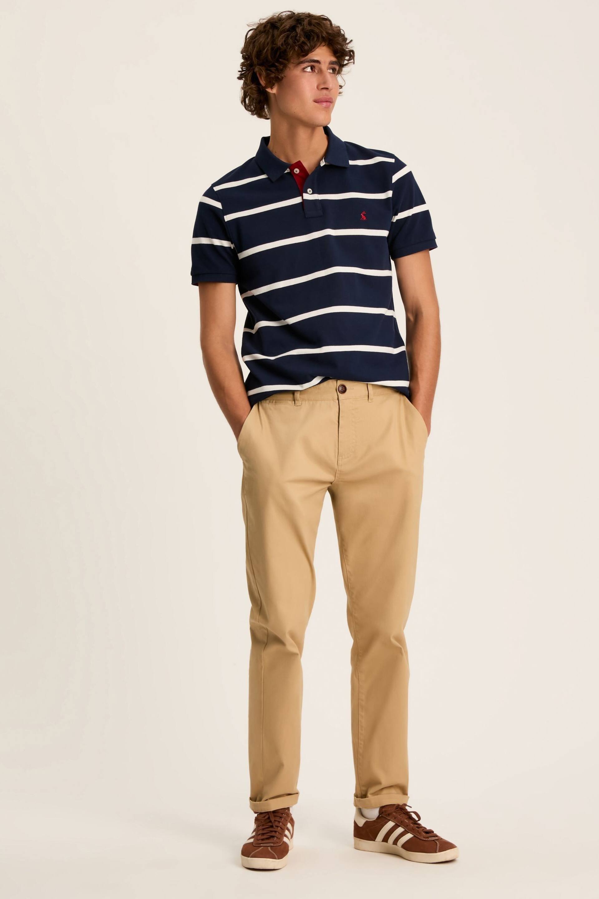 Joules Filbert Navy/White Slim Fit Striped Polo Shirt - Image 4 of 8