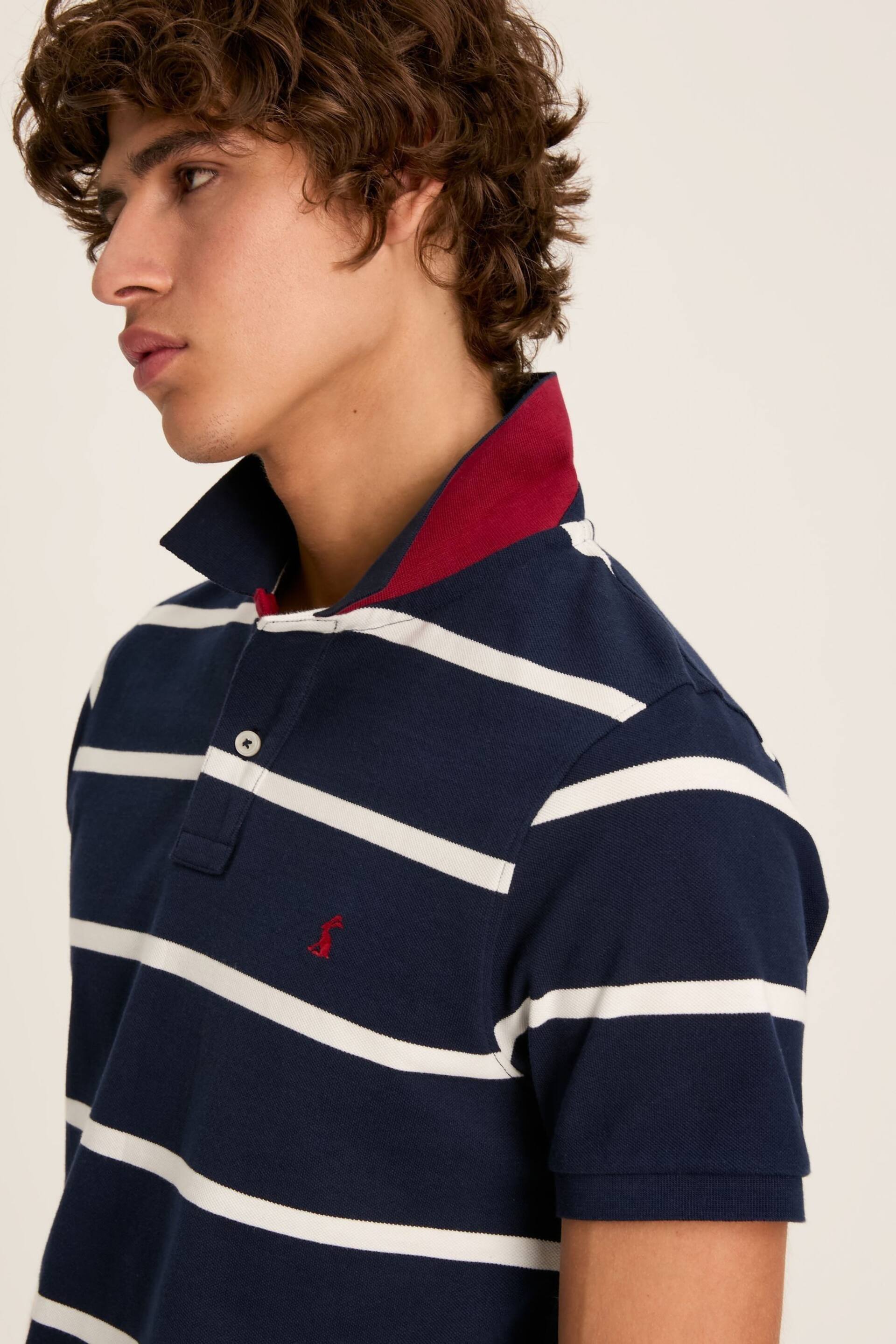 Joules Filbert Navy/White Slim Fit Striped Polo Shirt - Image 6 of 8