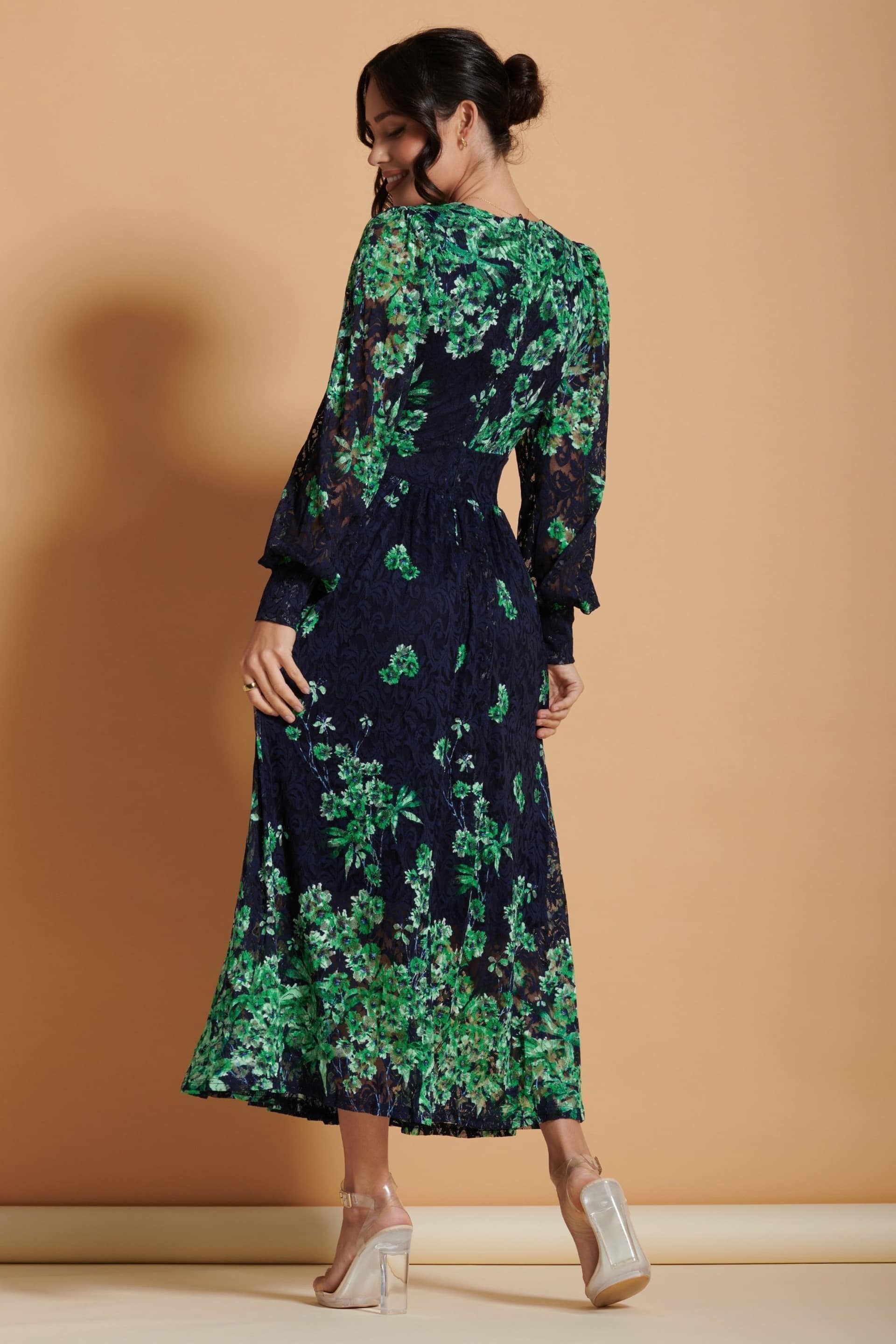 Jolie Moi Green Amica Symmetrical Print Lace Maxi Dress - Image 2 of 6