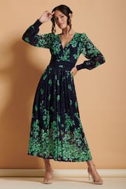 Jolie Moi Green Amica Symmetrical Print Lace Maxi Dress - Image 3 of 6