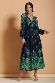 Jolie Moi Green Amica Symmetrical Print Lace Maxi Dress - Image 4 of 6
