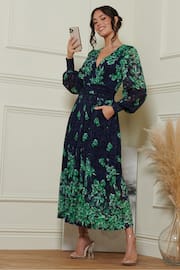 Jolie Moi Green Amica Symmetrical Print Lace Maxi Dress - Image 5 of 6