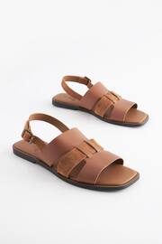 Tan Brown Regular/Wide Fit Forever Comfort® Leather Slingback Sandals - Image 1 of 5