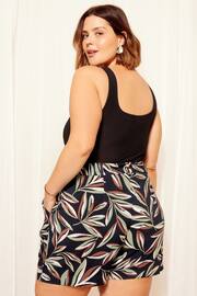 Curves Like These Black Palm Print Tailored Shorts - Image 2 of 4