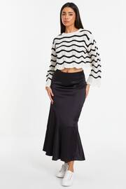 Quiz Black Satin Midaxi Skirt - Image 1 of 6