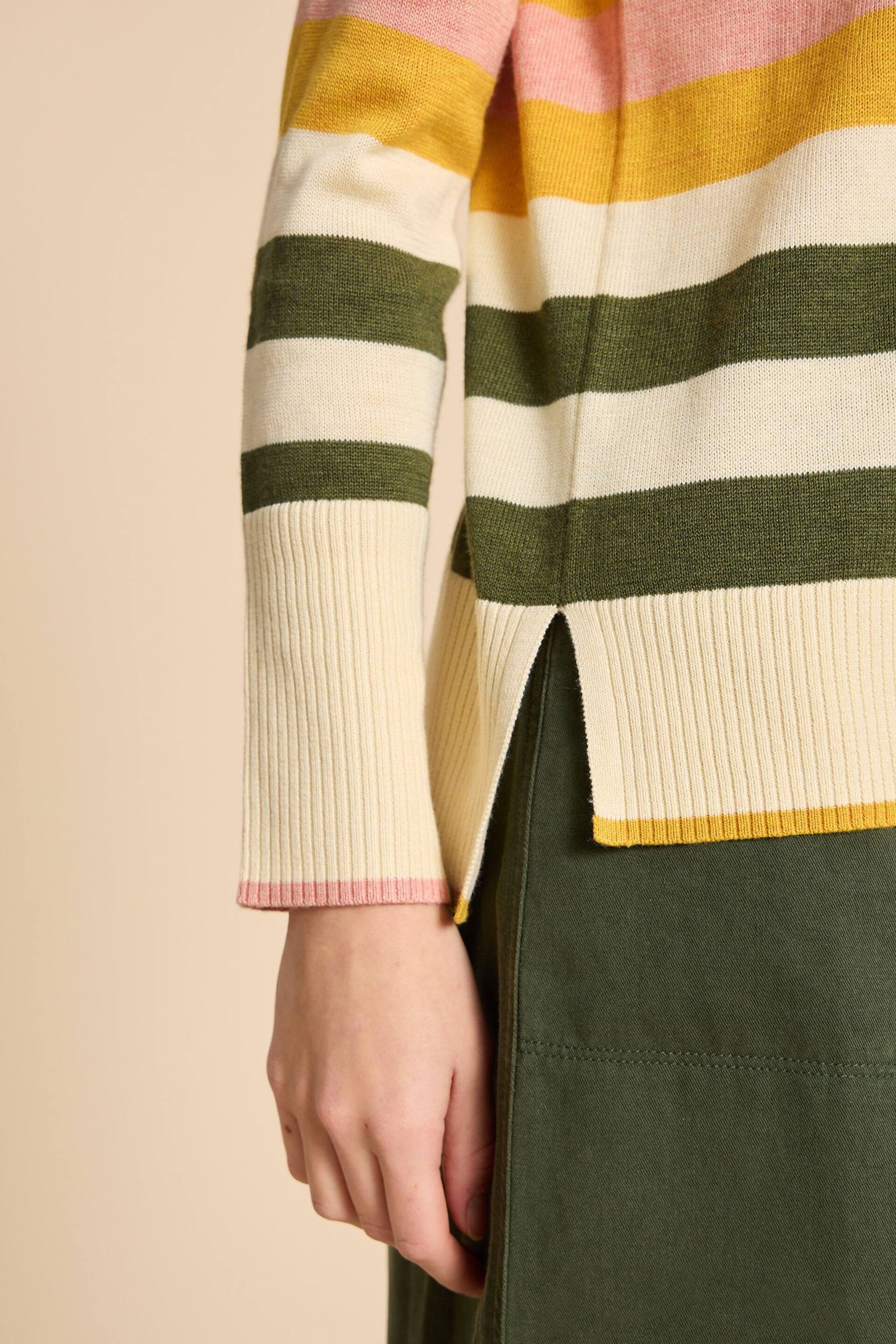 White Stuff Natural Olive Stripe Jumper - Image 4 of 4