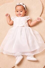 Lipsy Ivory Organza Embroidery Occasion Dress (0mths-6yrs) - Image 1 of 4