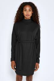 NOISY MAY Black High Neck Jumper Dress With Tie Waist - Image 1 of 5