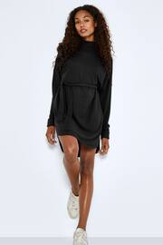 NOISY MAY Black High Neck Jumper Dress With Tie Waist - Image 2 of 5