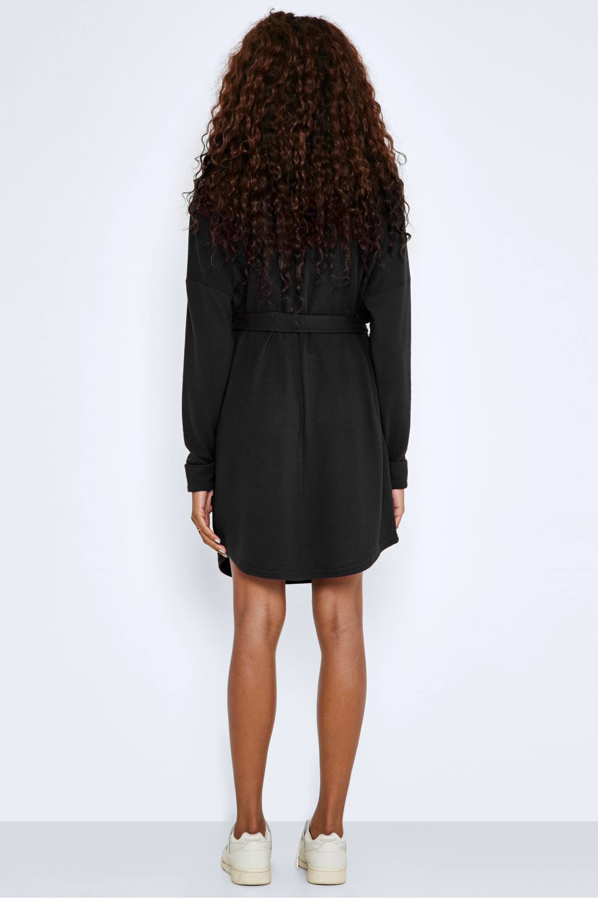 NOISY MAY Black High Neck Jumper Dress With Tie Waist - Image 3 of 5