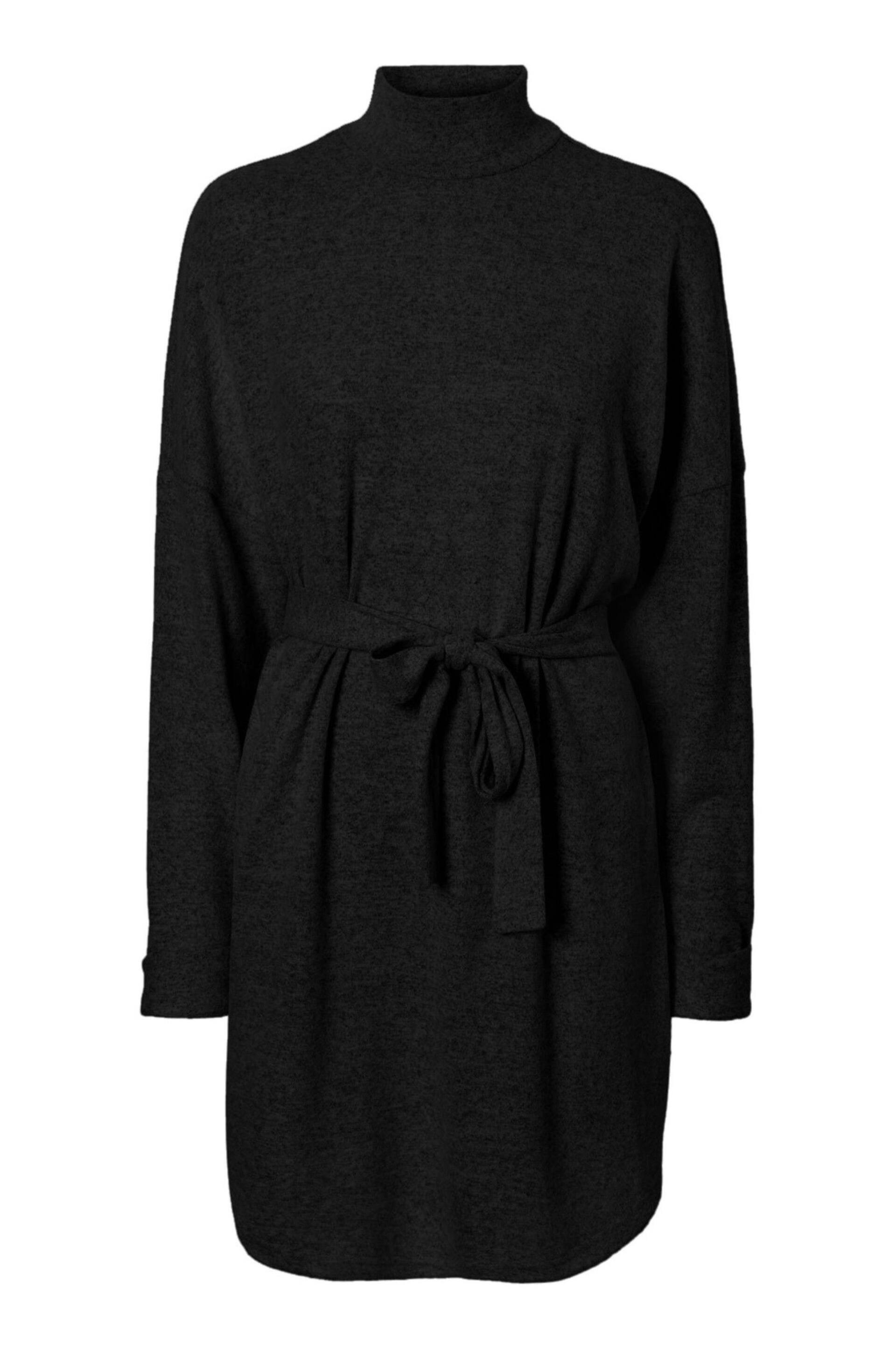 NOISY MAY Black High Neck Jumper Dress With Tie Waist - Image 5 of 5