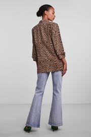 Pieces Leopard Print Relaxed Ruched Sleeve Workwear Blazer - Image 3 of 5