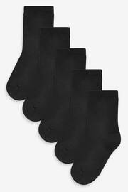 Black 5 Pack Cotton Rich Cushioned Sole Ankle Socks - Image 1 of 3