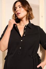 Curves Like These Black Contrast Stitch Utility Wide Leg Jumpsuit - Image 2 of 4