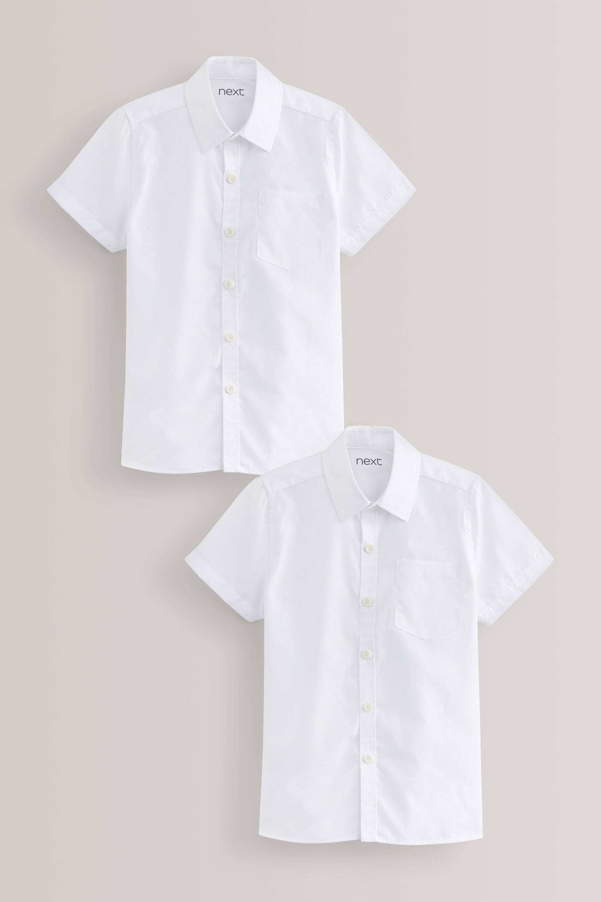 White Slim Fit 2 Pack Short Sleeve School Shirts (3-17yrs) - Image 1 of 6