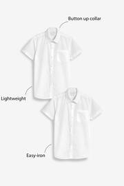 White Slim Fit 2 Pack Short Sleeve School Shirts (3-17yrs) - Image 3 of 6