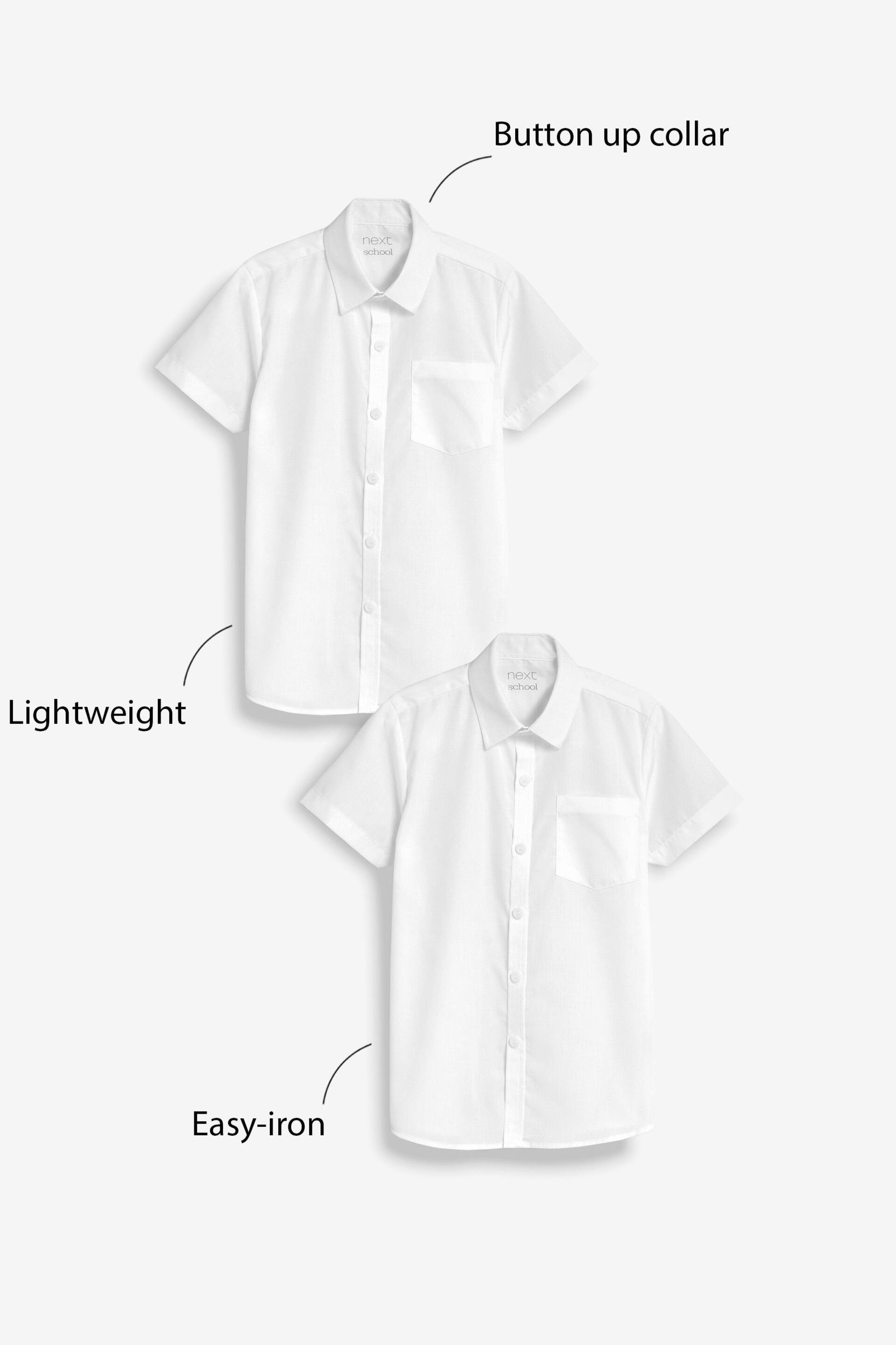 White Slim Fit 2 Pack Short Sleeve School Shirts (3-17yrs) - Image 3 of 6