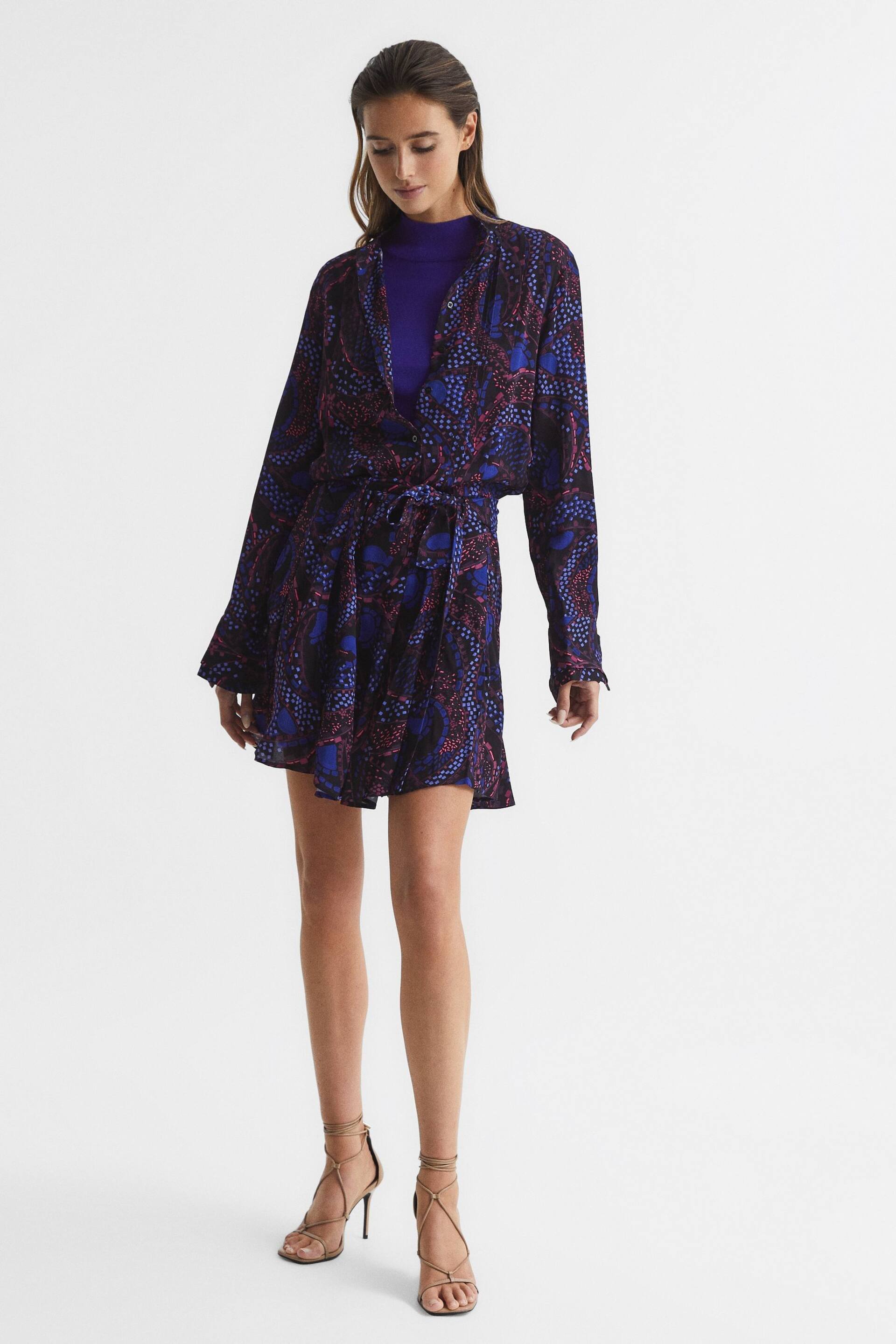 Reiss Purple Sienna Printed Mini Dress - Image 6 of 7