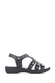 Pavers Black Ladies Leather T-Bar Sandals - Image 1 of 5