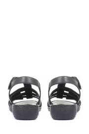 Pavers Black Ladies Leather T-Bar Sandals - Image 2 of 5