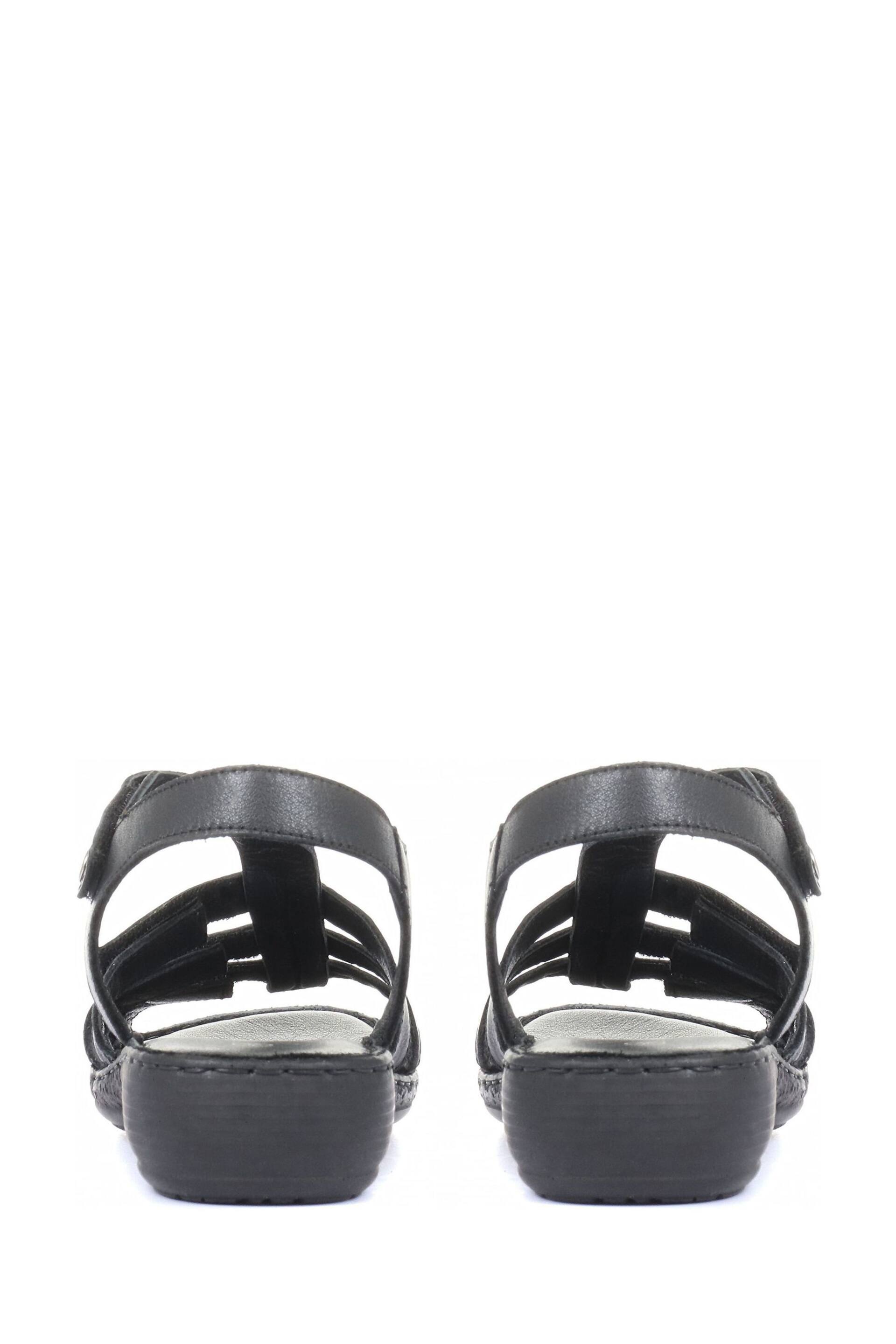 Pavers Black Ladies Leather T-Bar Sandals - Image 2 of 5