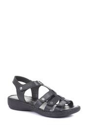 Pavers Black Ladies Leather T-Bar Sandals - Image 3 of 5